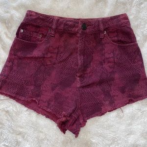 Urban Outfitters high waisted snakeskin print shorts